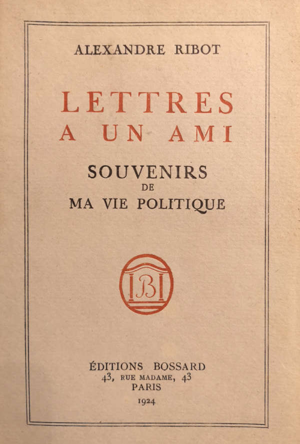 Lettres à un ami - Alexandre RIBOT Lettres à un ami